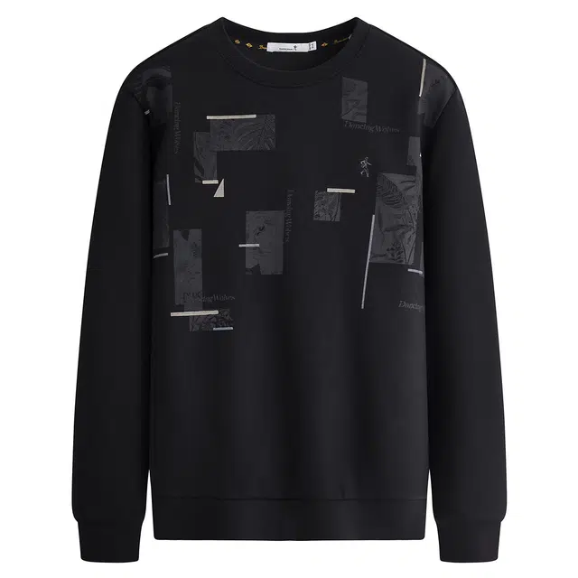 与狼共舞 高棉时尚潮流个性印花通勤百搭亲肤柔软圆领套头卫衣 男款