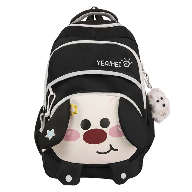 草丛喵喵喵 萌趣小狗清新浅绿学生书包 可爱挂饰 尼龙 双肩包 女款 多色