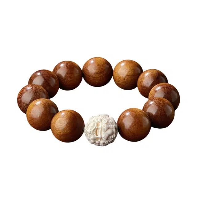 宣华意 国风新中式小众时尚复古典雅精致貔貅转运珠 文玩佛珠 盘玩手把件 财源广进#好运 楠木 手串 男女同款情侣款