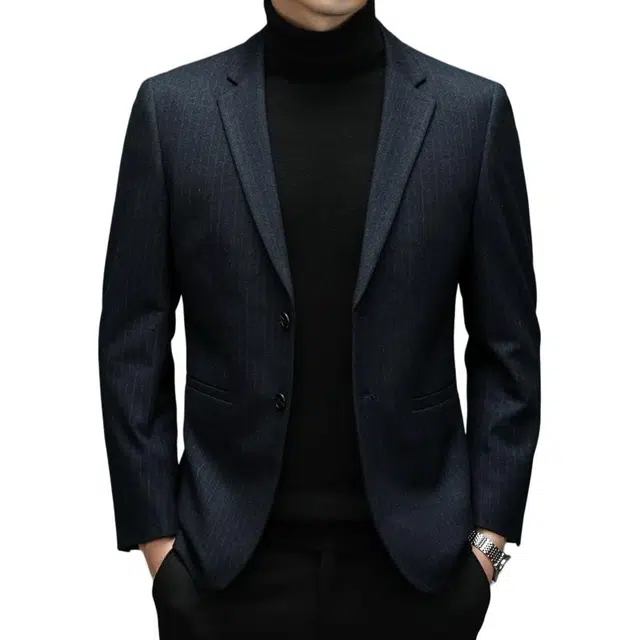 太子龍 休闲条纹时尚合身百搭长袖西装 男款