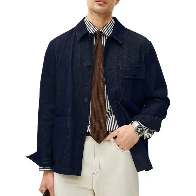 丹宁哲学 不易落色莱赛尔棉面料 巴恩风原色款工装夹克 男款