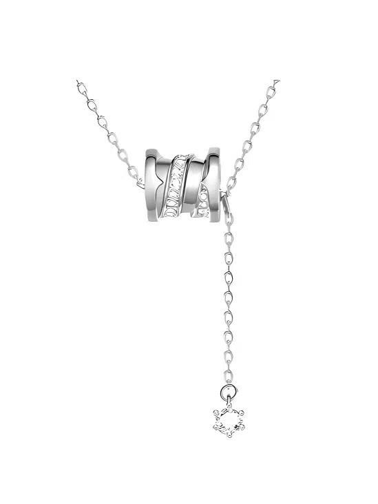 福柚 【可定制 刻字】小蛮腰锁骨链转运珠镶嵌小众流苏可调节链长简约时尚日常百搭穿搭配饰表白#好运 合金 项链 女款