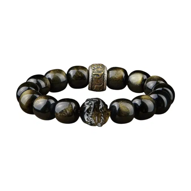 宣华意 国潮新中式古典雅高级感 本命年十二生肖 六字真言 文玩盘玩佛珠念珠 平安顺遂 财源广进#好运 黑曜石 手串 男女同款情侣款