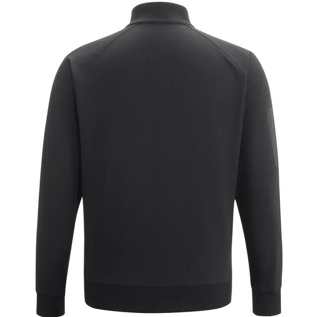 比音勒芬 静默复古老钱风穿搭绵羊毛不扎身不起球舒适百搭格子肌理休闲户外运动干爽立领针织夹克外套 男款