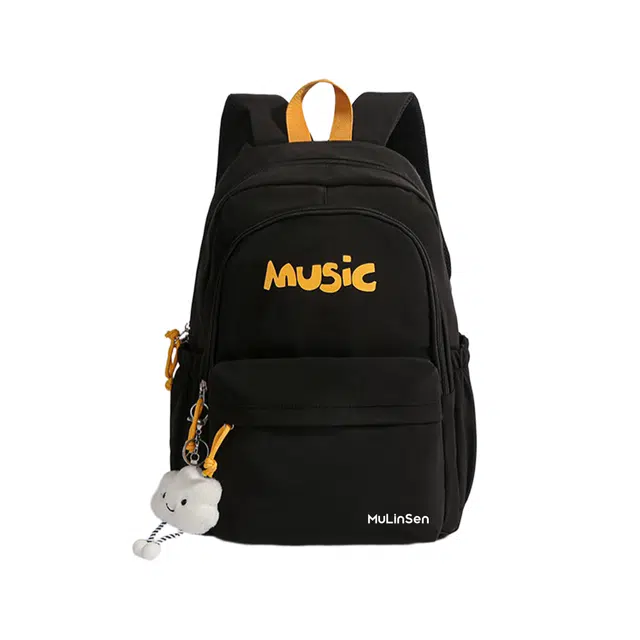 木林森 时尚简约字母印花初高中大学上课通勤休闲百搭拉链开合外出旅行背包 涤纶拼尼龙 双肩包 男女同款情侣款 多色