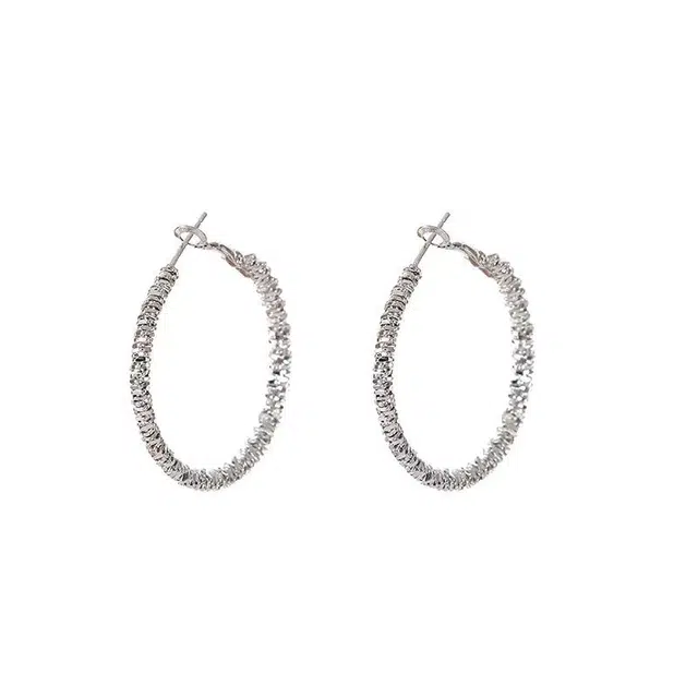 澜耀 碎钻银河 满钻几何圆圈耳圈 时尚轻奢精致百搭耳饰 铜合金 耳环 女款