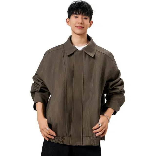 佐菲利 美式港风复古痞帅翻领机车皮衣高街潮牌宽松休闲外套夹克 男女同款