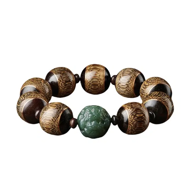 宣华意 国潮新中式高端简约复古 老料大颗盘玩佛珠 招财貔貅 转运珠#好运 文玩财源广进 日进斗金 竹木 手串 男女同款情侣款