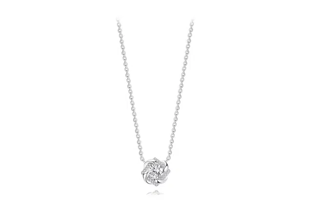 牧言 玫瑰花 森系气质温柔简约小众设计高级感 光面立体闪耀交织花朵日常百搭锁骨链 合金 项链 女款