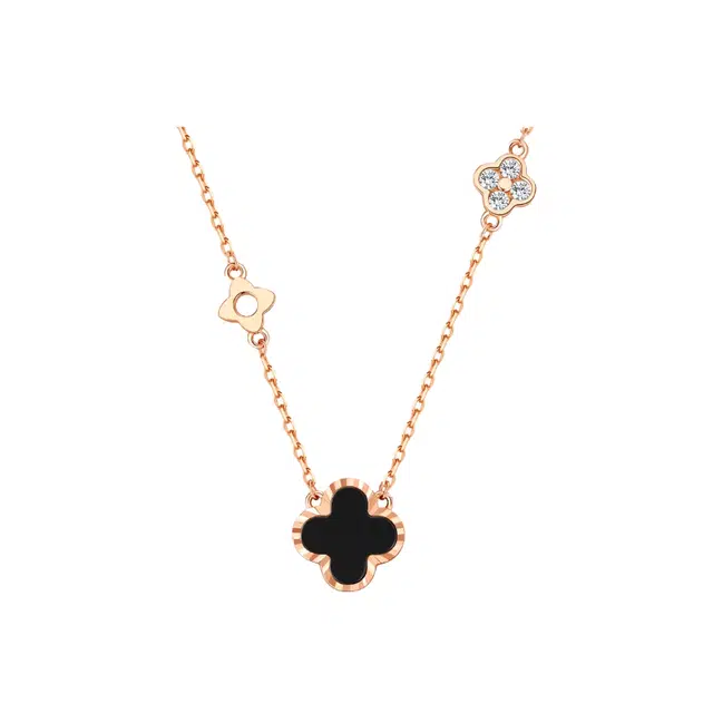 福柚 【可定制 刻字】幸运四叶草 系列精致简约小众优雅时尚轻奢高级感设计精致上班族新中式 约会恋爱高颜值礼盒 合金 项链 女款