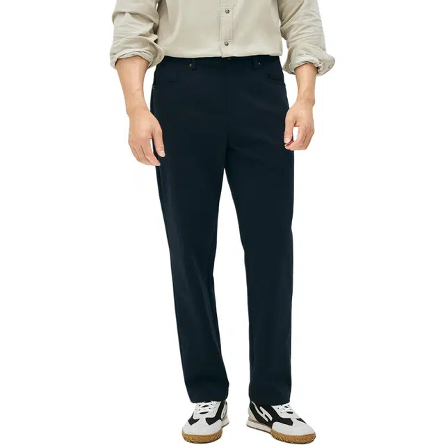 丹宁哲学 抗皱免烫弹力纯色商务绅士中腰休闲裤 男款