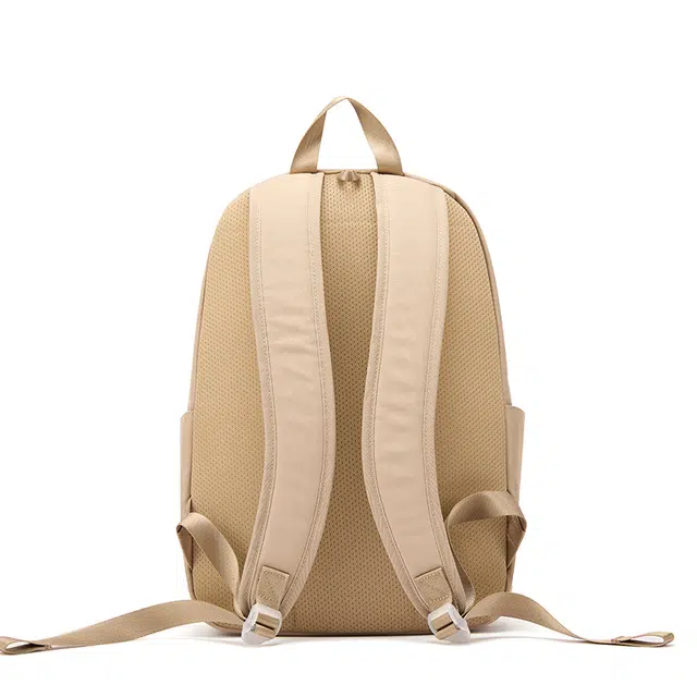 鸿星尔克 书包大学生上课通勤纯色百搭休闲简约大容量 织物 双肩包 男女同款情侣款 沙丘色