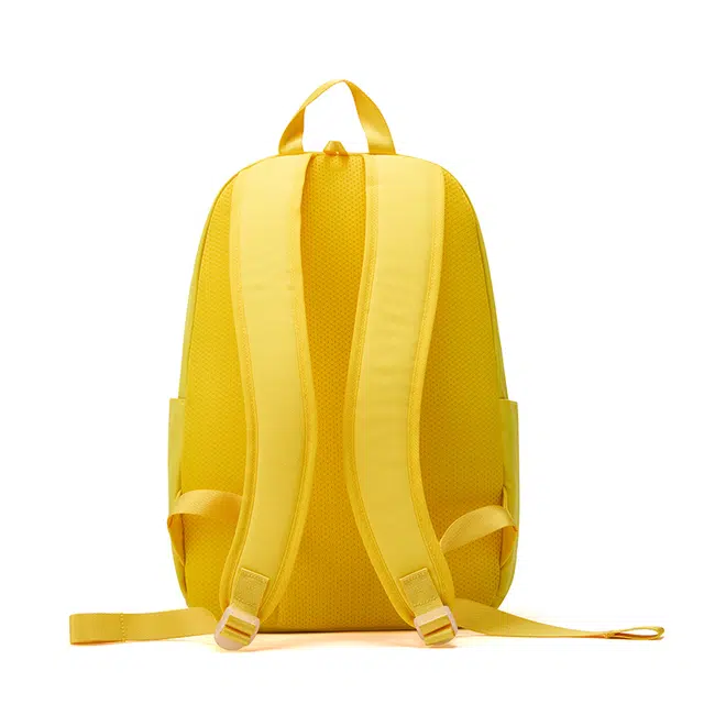 鸿星尔克 书包大学生上课通勤纯色百搭休闲简约大容量 织物 双肩包 男女同款情侣款 清新黄