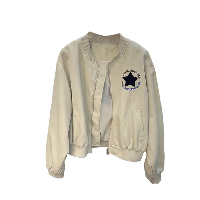 花蔓色 美式风格刺绣小个子春秋工装休闲百搭上衣夹克 女款