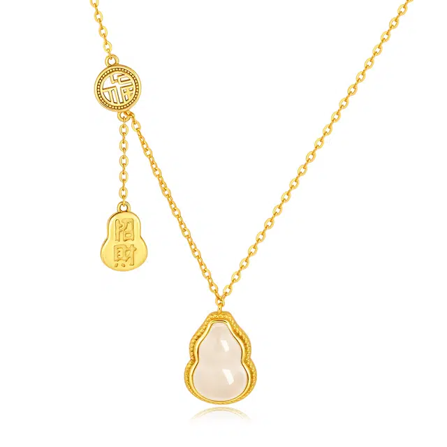 老凤祥 招财葫芦  新中式国潮 轻奢时尚  财运滚滚 福气满满 小众简约百搭#好运 玉髓 项链 女款