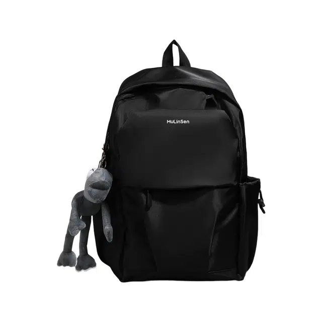 木林森 时尚简约纯色字母上课通勤防水耐磨户外出行轻便旅行背包 尼龙 双肩包 常规 男女同款情侣款 多色