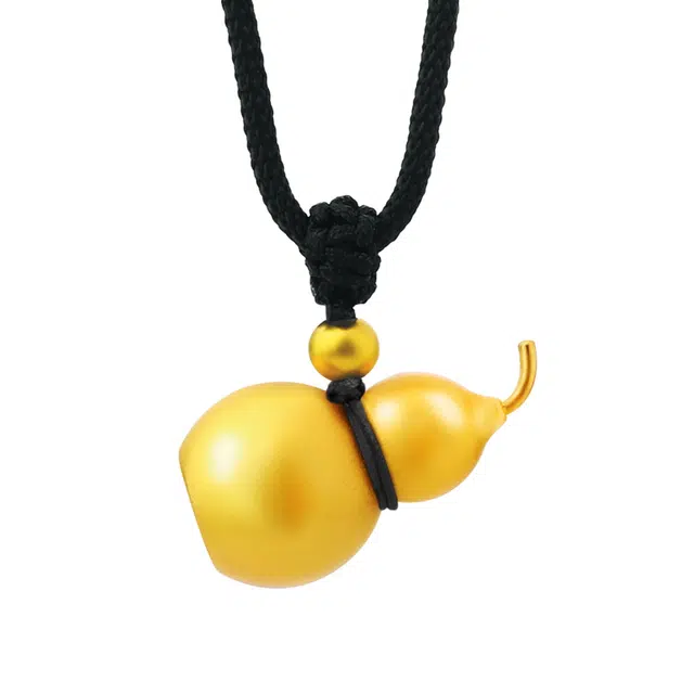 阿葱饰品 古法福禄双全小金珠葫芦吊坠 福气满满 吉祥如意 新中式潮流时尚国潮风格轻奢高端#好运 钛钢 项链 男女同款情侣款