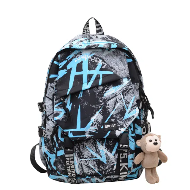 森马 个性涂鸦高颜值潮酷背包 尼龙 双肩包 常规 男女同款情侣款 多色