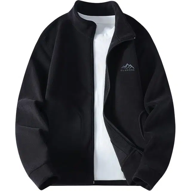 百胜狐 百胜狐春秋季男士外套纯色休闲潮流百搭卫衣拉链立领奥粒绒上衣夹克 男款