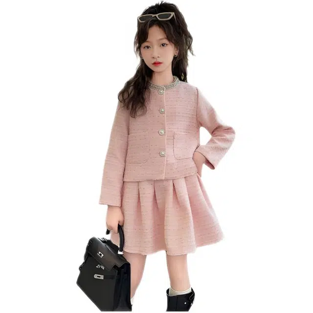 儿童款 木木兔裙装套装 时髦洋气秋季女童裙子 大童 小香风甜美两件套 柔软百搭潮流青春时尚