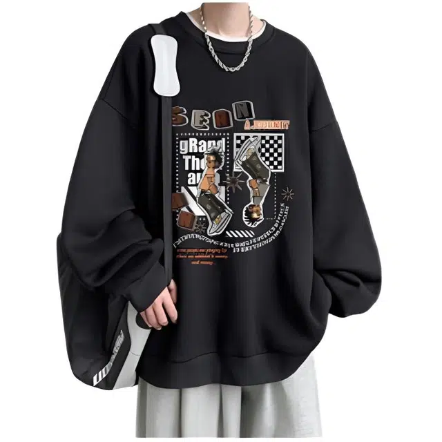 木木兔 男士外套轻奢长袖秋季卡通男生重磅衣服显瘦春秋潮流百搭薄款圆领情侣上衣卫衣 男女同款