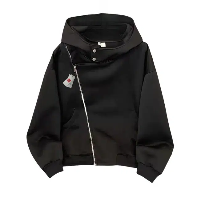 北极绒 高街双拉链连帽男女秋冬设计感潮牌夹克外套上衣设计感潮牌双拉链连帽卫衣 男款