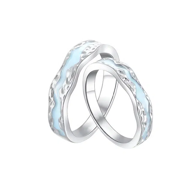 福柚 【可定制 刻字 代写贺卡】光年之境夜光款开口可选调节 极光不规则纹理光年系列锡箔质感#好运 合金 戒指 男女同款情侣款