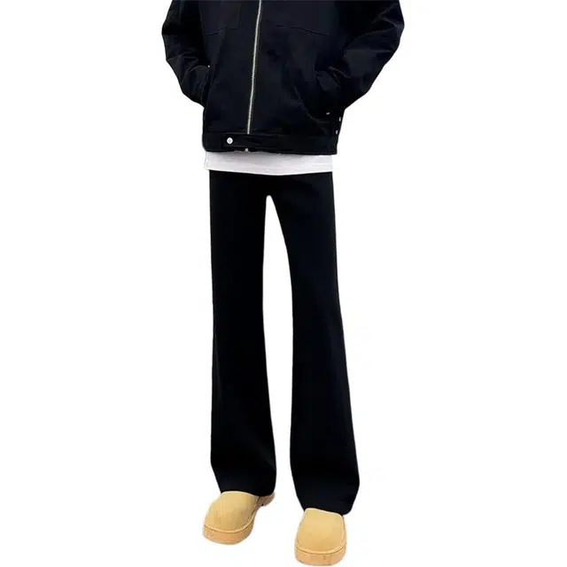 唐启 美式高街修身百搭直筒微喇牛仔裤 男女同款