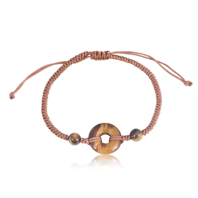 永恒旋律 招财纳福 平安扣转运编织绳 新中式小众简约高级感国风设计 经典百搭日常通勤诸事顺遂 精美礼盒可调节好运 虎眼石 手绳 男款