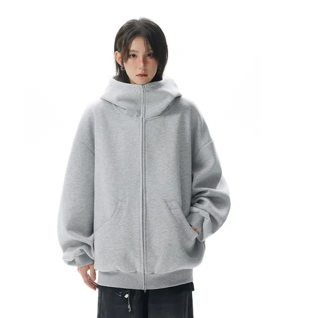 单爵 美式重磅开衫高街百搭宽松卫衣 男女同款