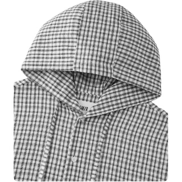 森马 格纹外套轻薄款连帽长袖衬衫 男款