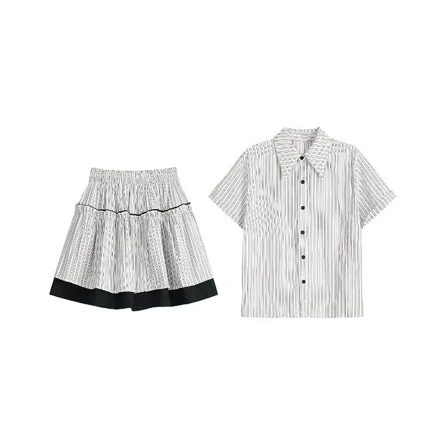 木清清 休闲学院风可爱上衣时尚百搭时尚短裙裙装套装 女款