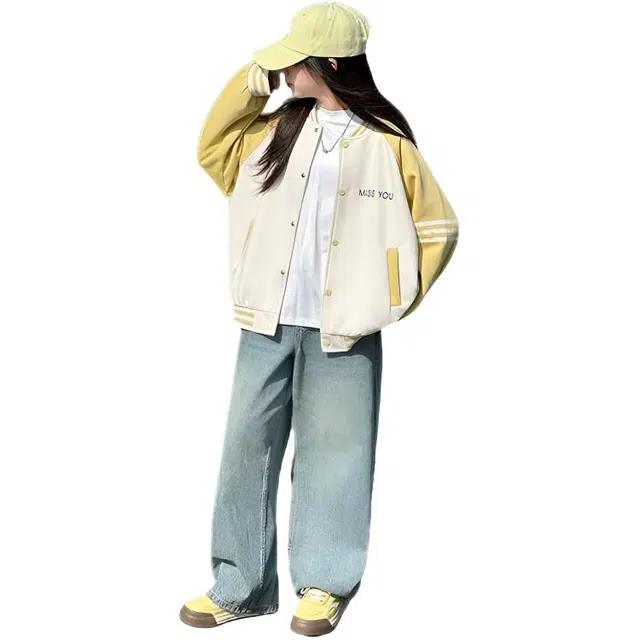 木木兔 棒球服  青春潮流时尚女童外套学院风洋气 宽松舒适秋季 简约百搭休闲运动字母  青少年