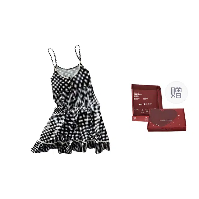 顶瓜瓜 家居透气轻便格子吊带服睡衣礼盒 女款