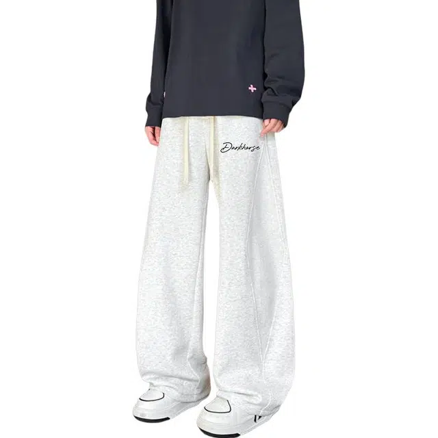 黑马漫画 美式高街印花潮牌宽松运动卫裤休闲裤 男女同款