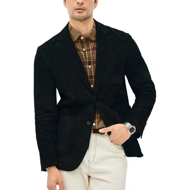 丹宁哲学 高端新西兰头层休闲长袖皮衣 男款