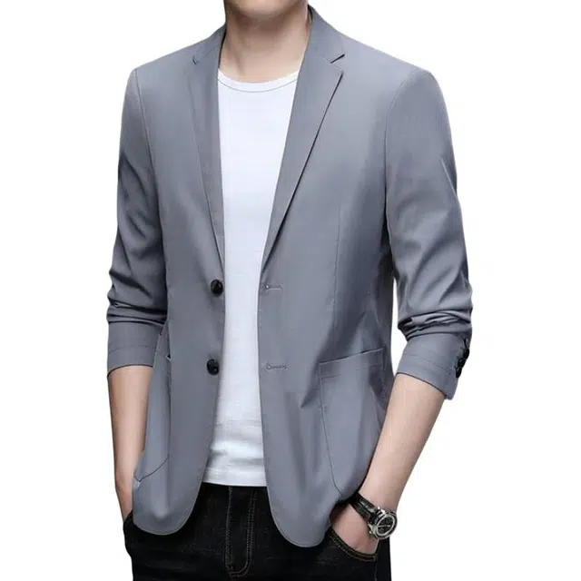 太子龍 休闲透气潮流合身纯色长袖西装 男款