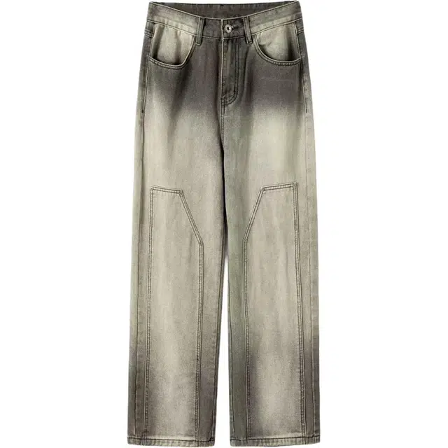 希越 复古高街渐变拼接设计感小众阔腿牛仔裤 男款