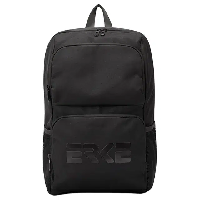 鸿星尔克 大容量书包初高中大学生上课轻便运动通勤纯色百搭高颜值 纺织织物 双肩包 常规 男女同款情侣款 正黑