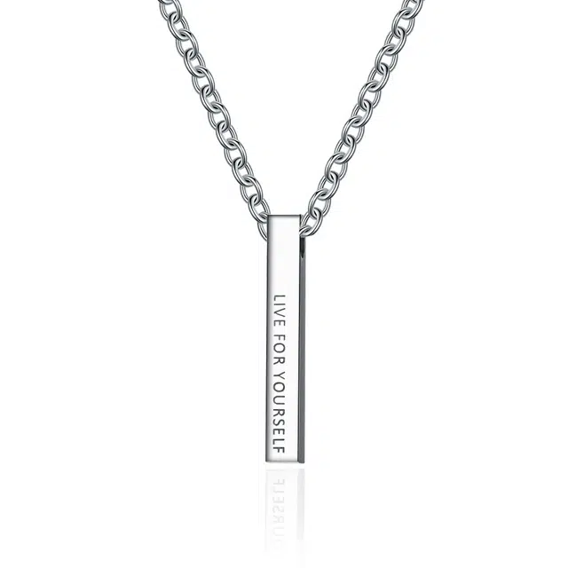 阿葱饰品 长方形柱状权利印章 欧美嘻哈街头时尚气质优雅精致小众风格 简约百搭设计感日常通勤穿搭 钛钢 项链 男女同款情侣款