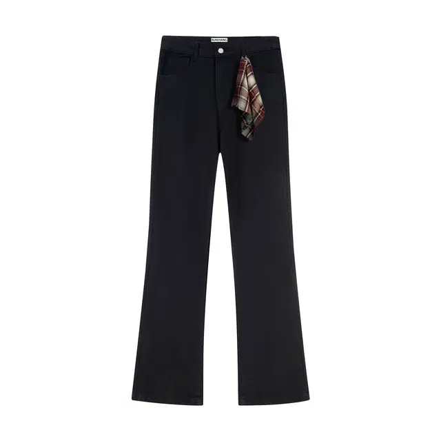 显高显瘦微喇弹力免烫布客行 美式高街重工水洗做旧长裤子宽松阔腿学院风复古显腿长休闲百搭纯色柔软舒适牛仔裤 男女同款