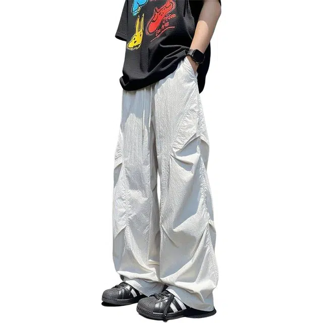 唐启 户外褶皱伞兵工装裤直筒宽松弯刀裤子美式机能三防软壳裤休闲裤 男女同款