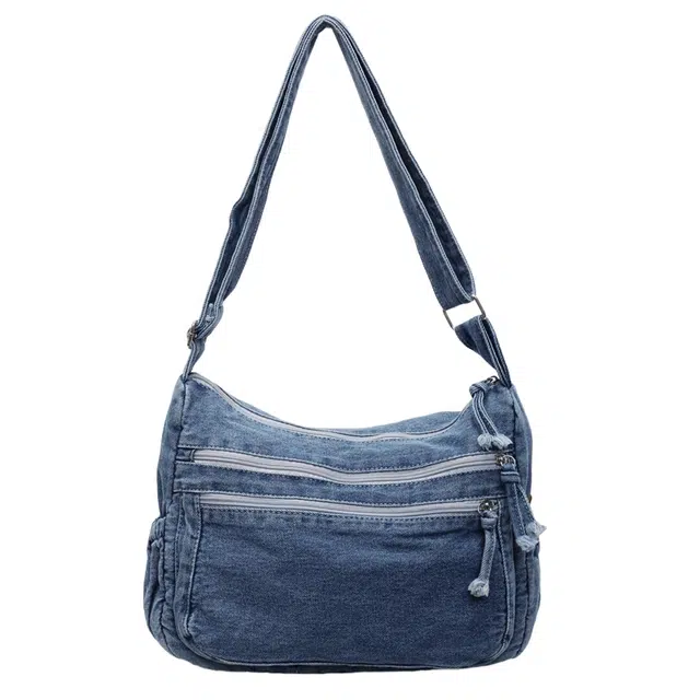草丛喵喵喵 复古时尚休闲百搭 牛仔布 斜挎包单肩包 常规 女款 浅蓝色/深蓝色
