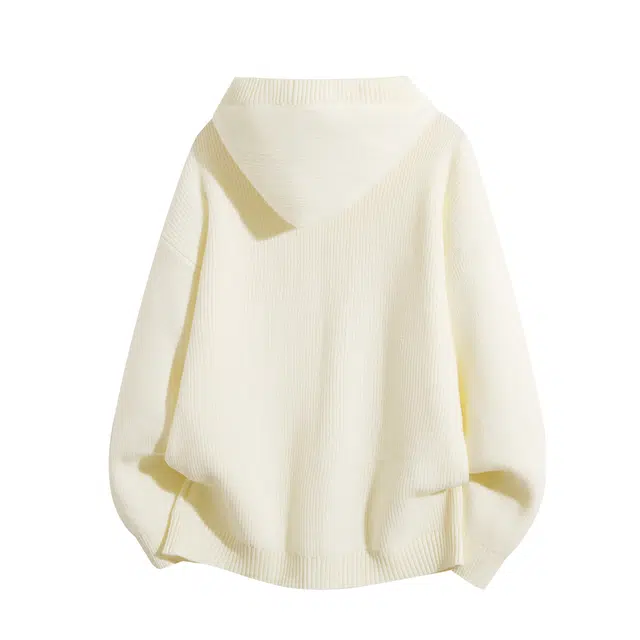 吾皇猫 韩系高级感条纹连帽三粒扣设计舒适慵懒软糯套头宽松百搭长袖针织衫毛衣 男女同款