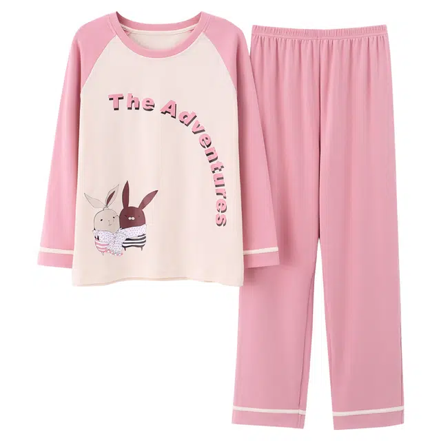 莫代尔 春秋可外穿简约宽松显瘦时尚柔软舒适家居服睡衣套装 女款