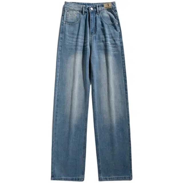 半空山 美式复古高街水洗微弹百搭通勤直筒牛仔裤 男女同款