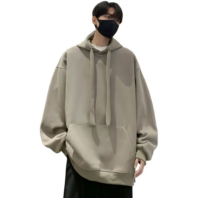 北欧攻略 美式基础款松弛感痞帅简约纯色重磅舒适宽松休闲通勤连帽长袖百搭卫衣 男女同款