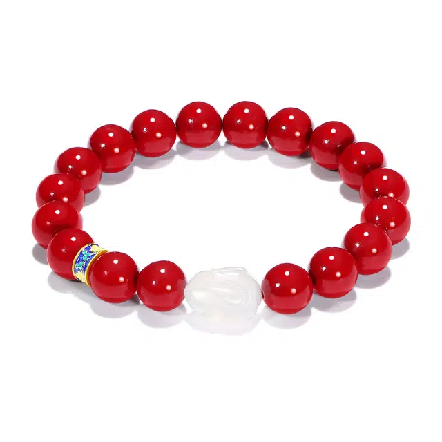 【普陀山官方已过香】 普陀山文创 富贵临门紫金砂鸿运守护本命年钱途似锦白玛瑙灵兔串珠#好运合成/人造 朱砂 玉石手串 男女同款情侣款