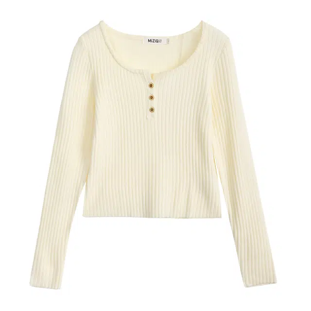 米子旗 内搭打底衫通勤风小个子显瘦修身针织衫 女款