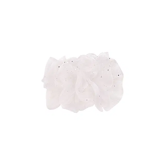 芒果饰品 韩系绝美白色褶皱细闪香蕉夹 欧根纱 发夹 女款